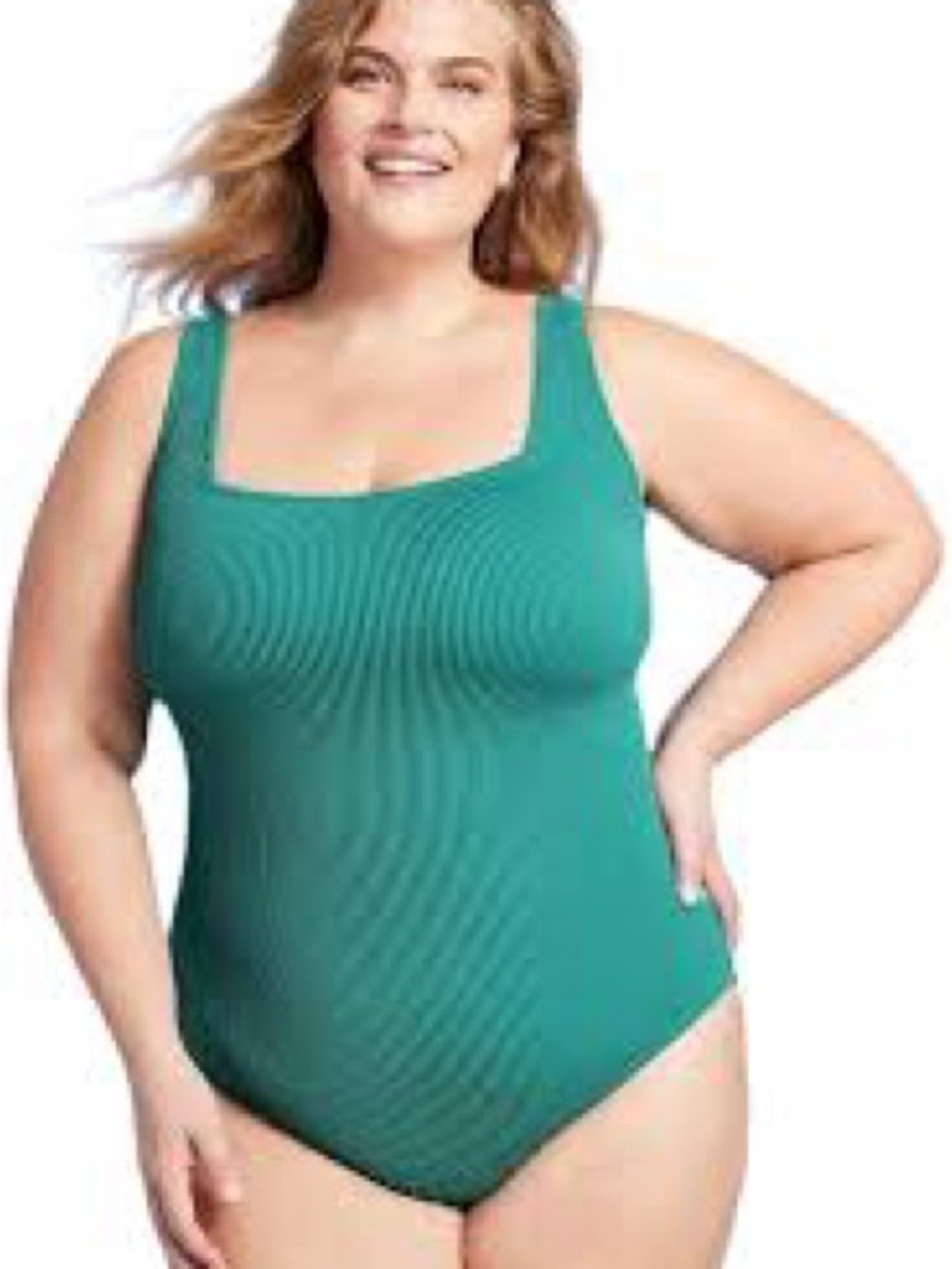Kona Sol Teal Square-Neck One-Piece Swimsuit 24